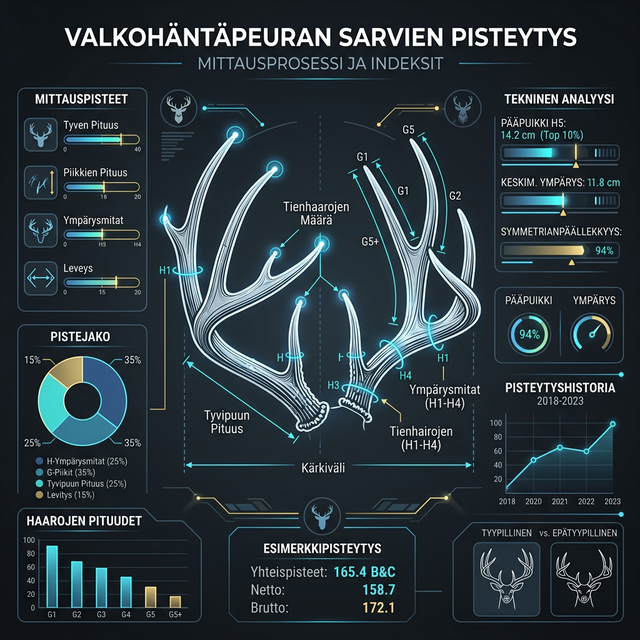 Valkohäntäpeuran Sarvien Pisteytys - Mittauspisteet